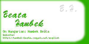 beata hambek business card